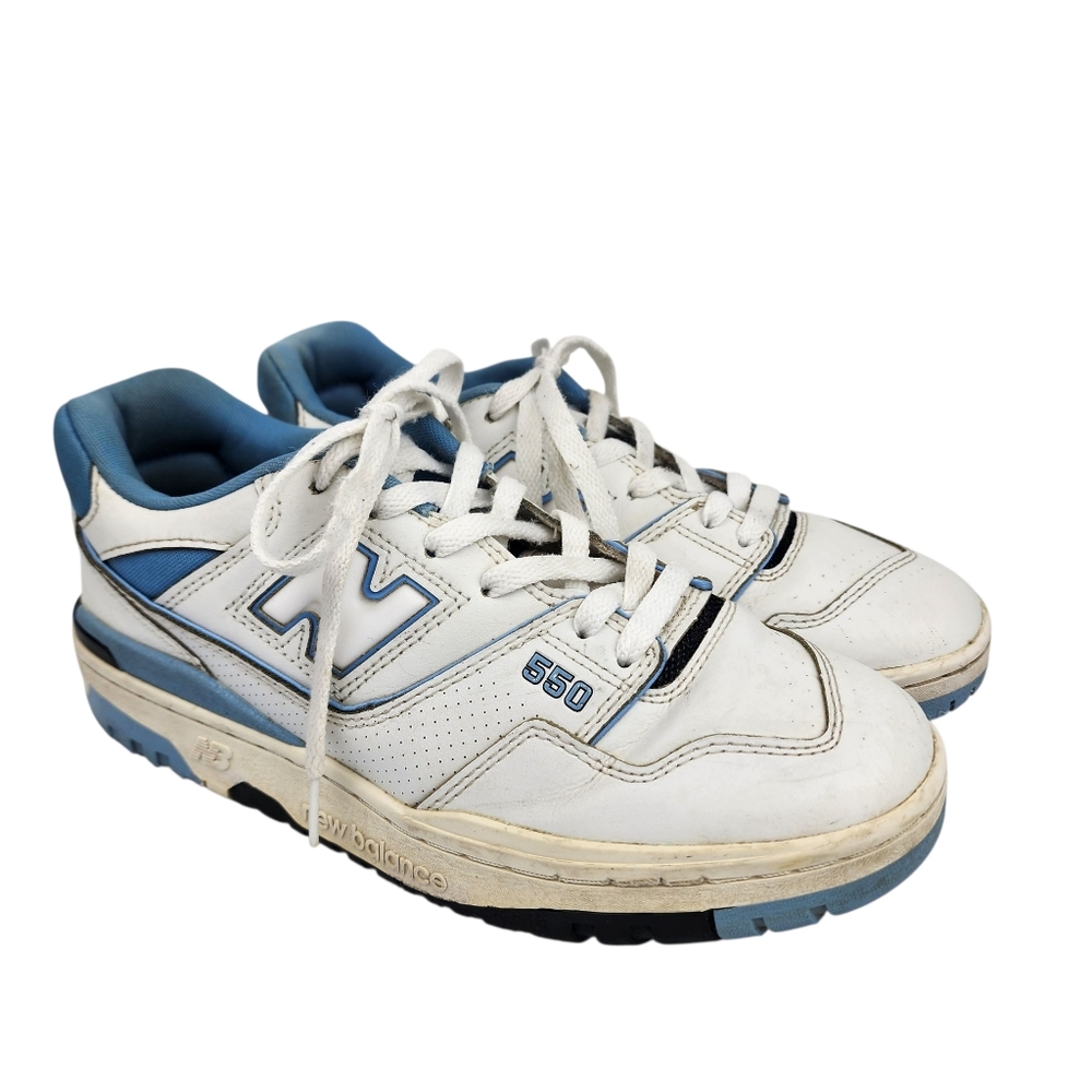New Balance 550 White and Blue Sneakers Lace-up Shoes Men Size 7.5